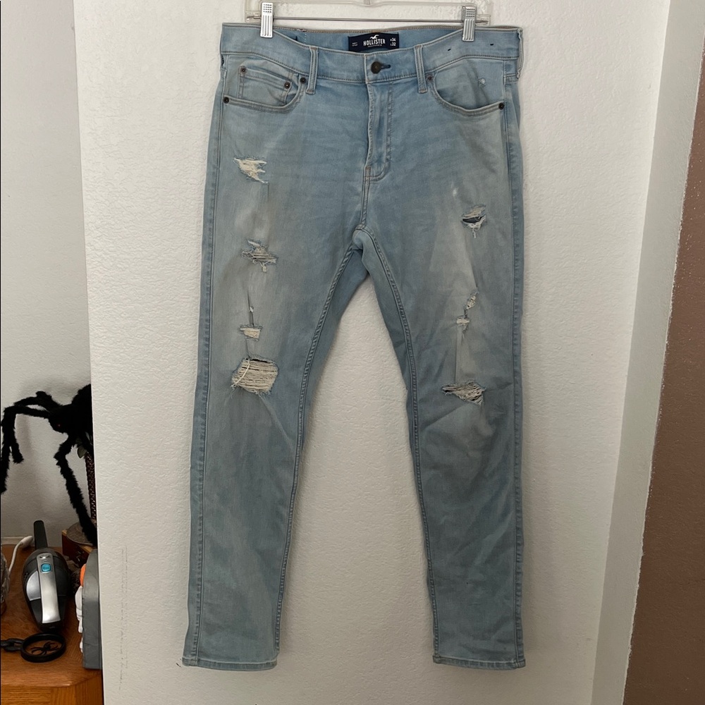 HOLLISTER LT.BLUE DISTRESSED SKINNY EXTREME STRETCH JEANS SZ 34Wx32L NWOT